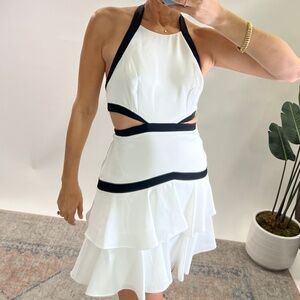 BCBGmaxazria Black/White Cocktail cut off dress NWT